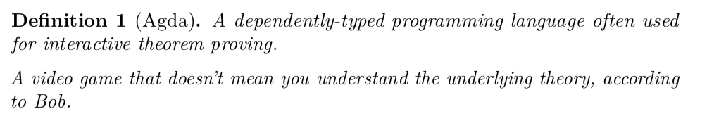 Compiled LaTeX PDF for multiple inline theorems