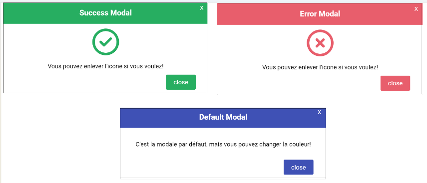 default/success/error Modal