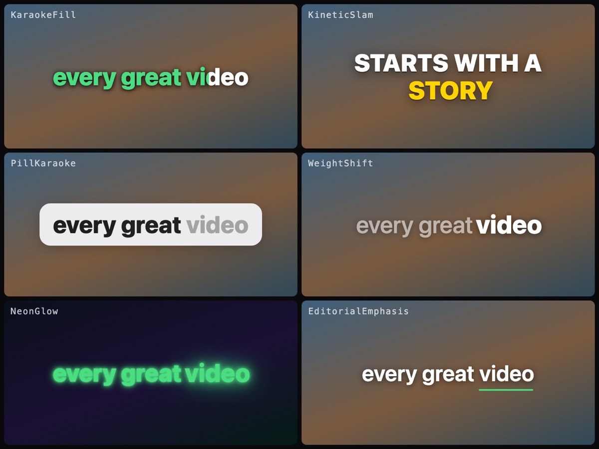 All six presets