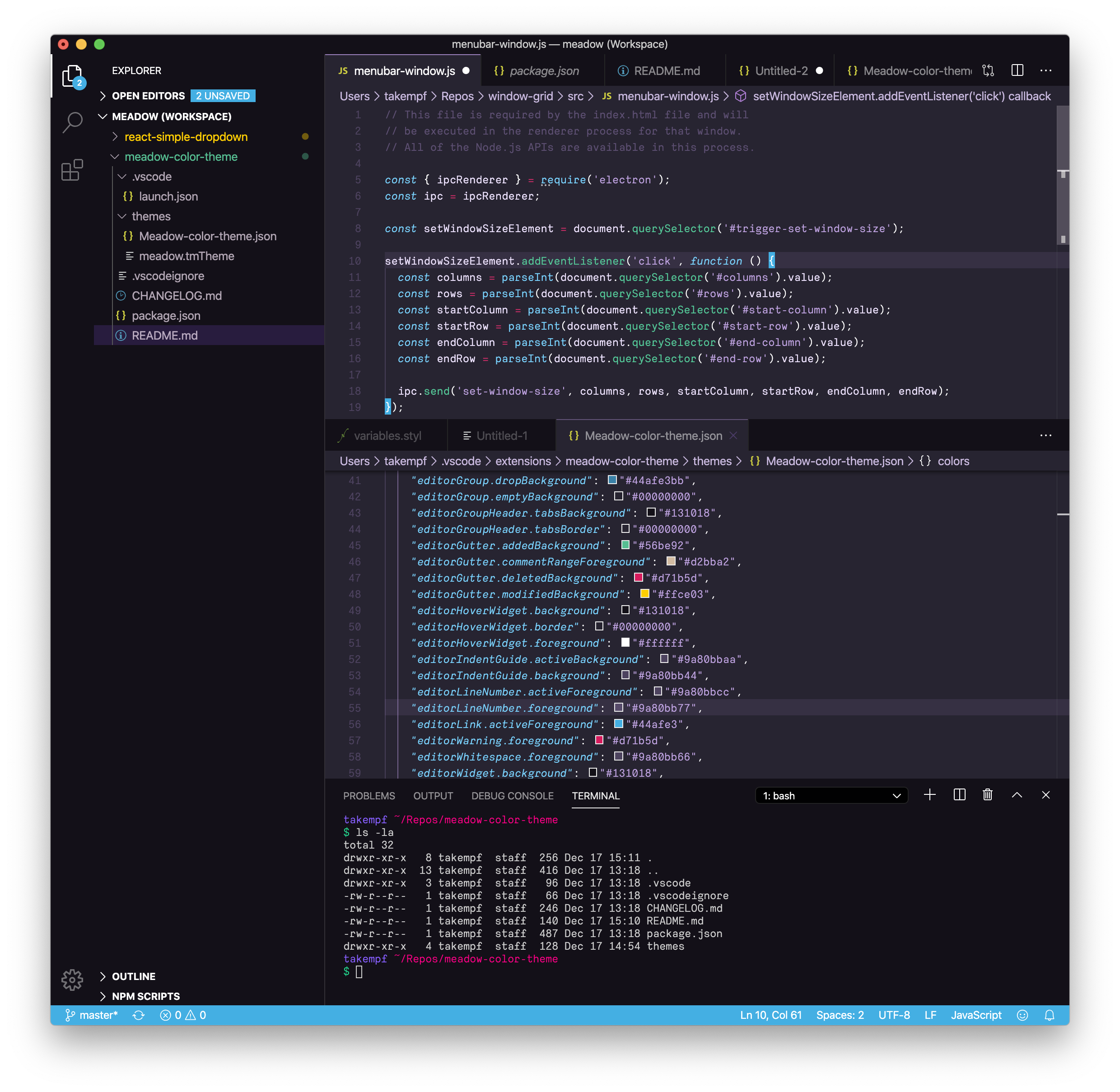 Meadow VSCode Theme Screenshot