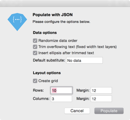 Populate with JSON
