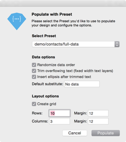 Populate with Preset