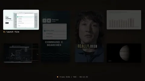 A grid of example videos playing side by side.