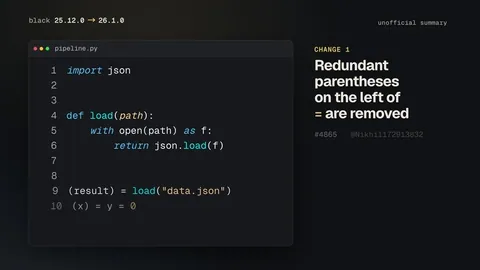 A code diff: redundant parentheses on the left of an assignment are removed.