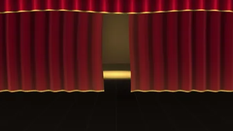 Red velvet curtains part on a spotlit stage: the showtime logo sting.