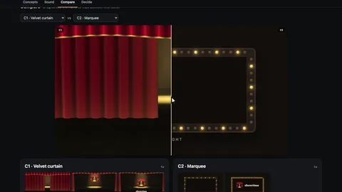 The showtime studio board comparing two concepts side by side.