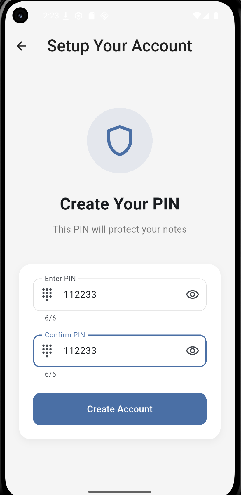 PIN Setup