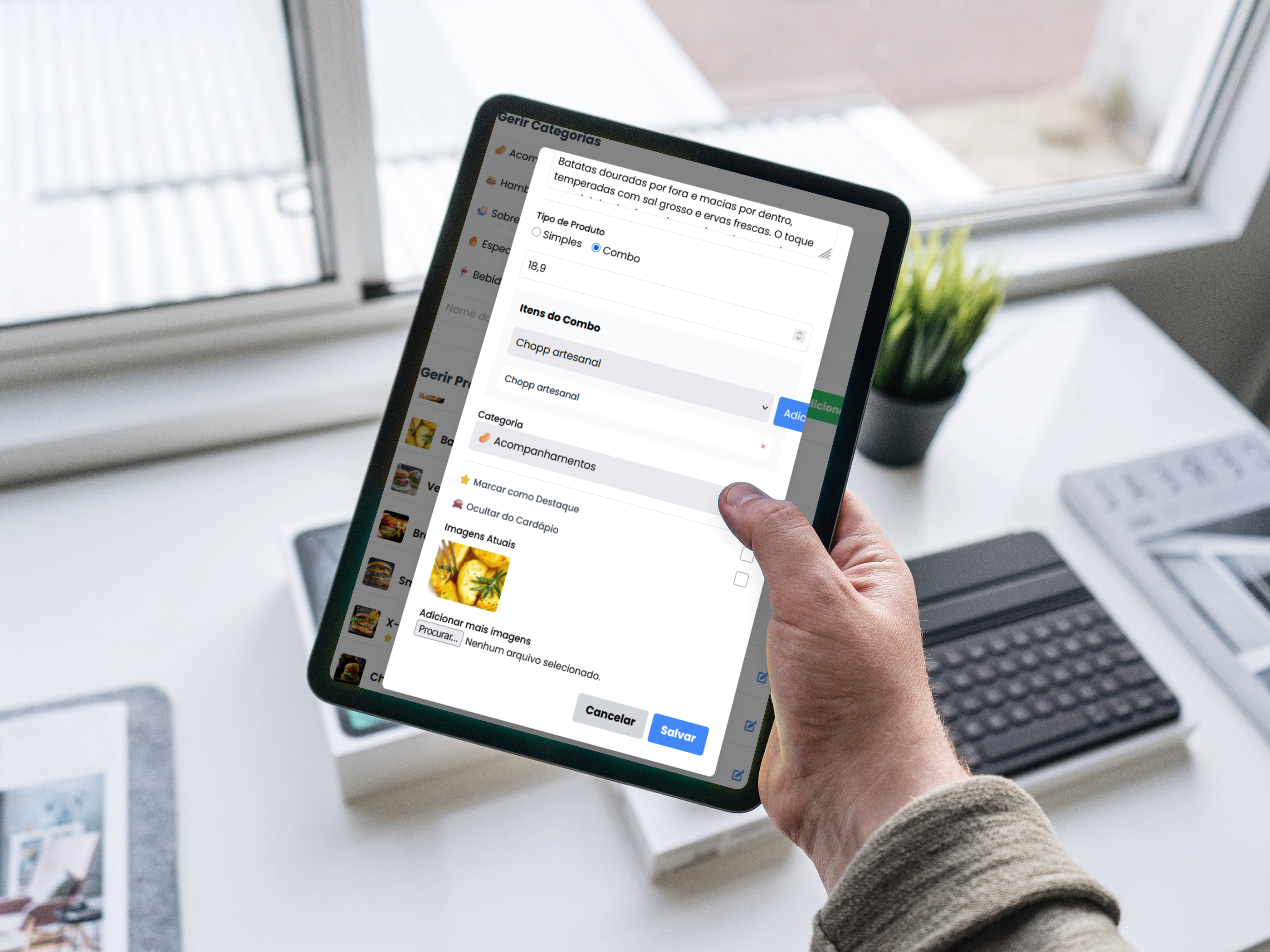 Criação de combos e destaques no painel do CardápioGram