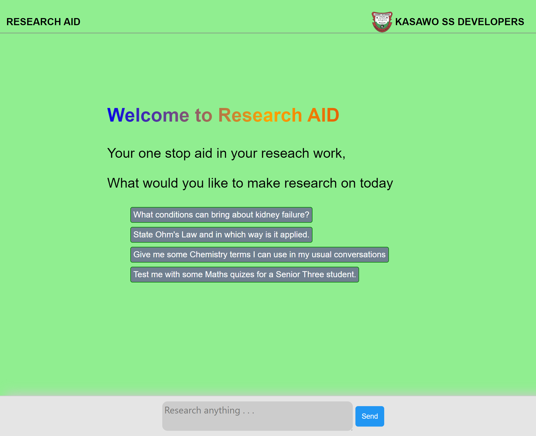 Research AID Screenshot