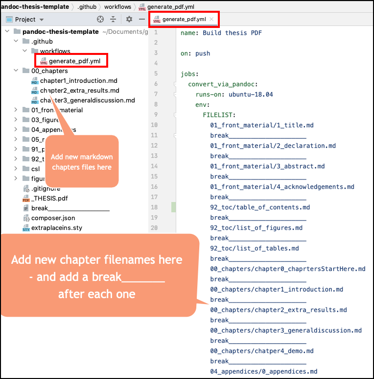 update actions YAML when add-remove chapters and appendices