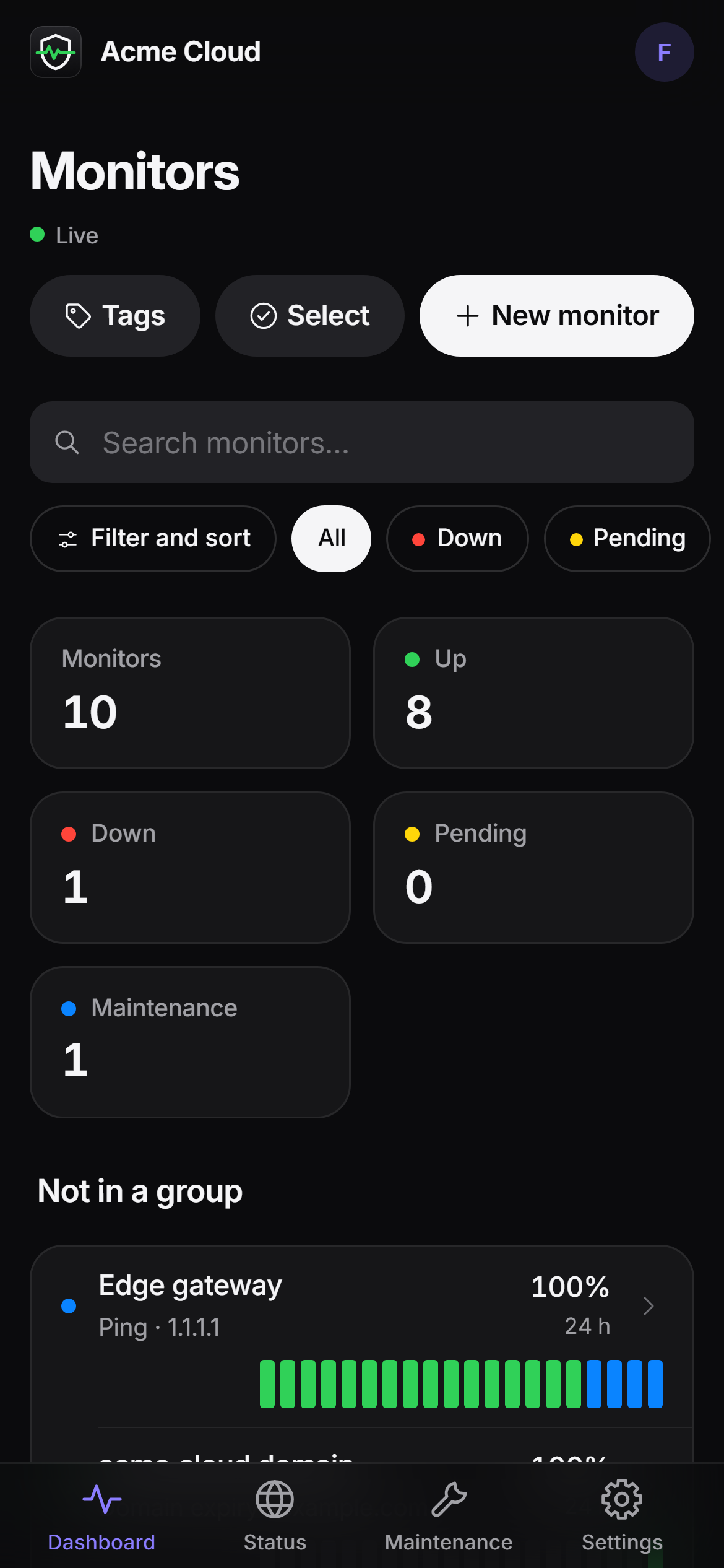 Dashboard on a phone