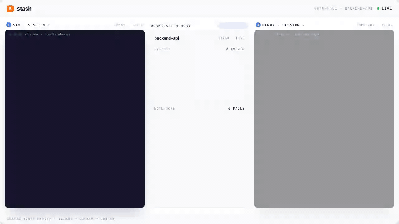 Stash in action — agent queries shared memory and gets cited answers