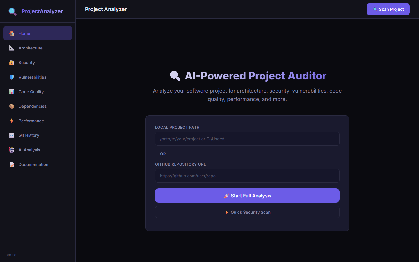 project-analyzer - Inicio