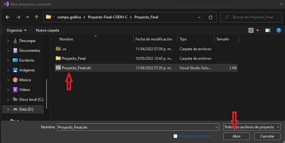 Abrir archivo sln