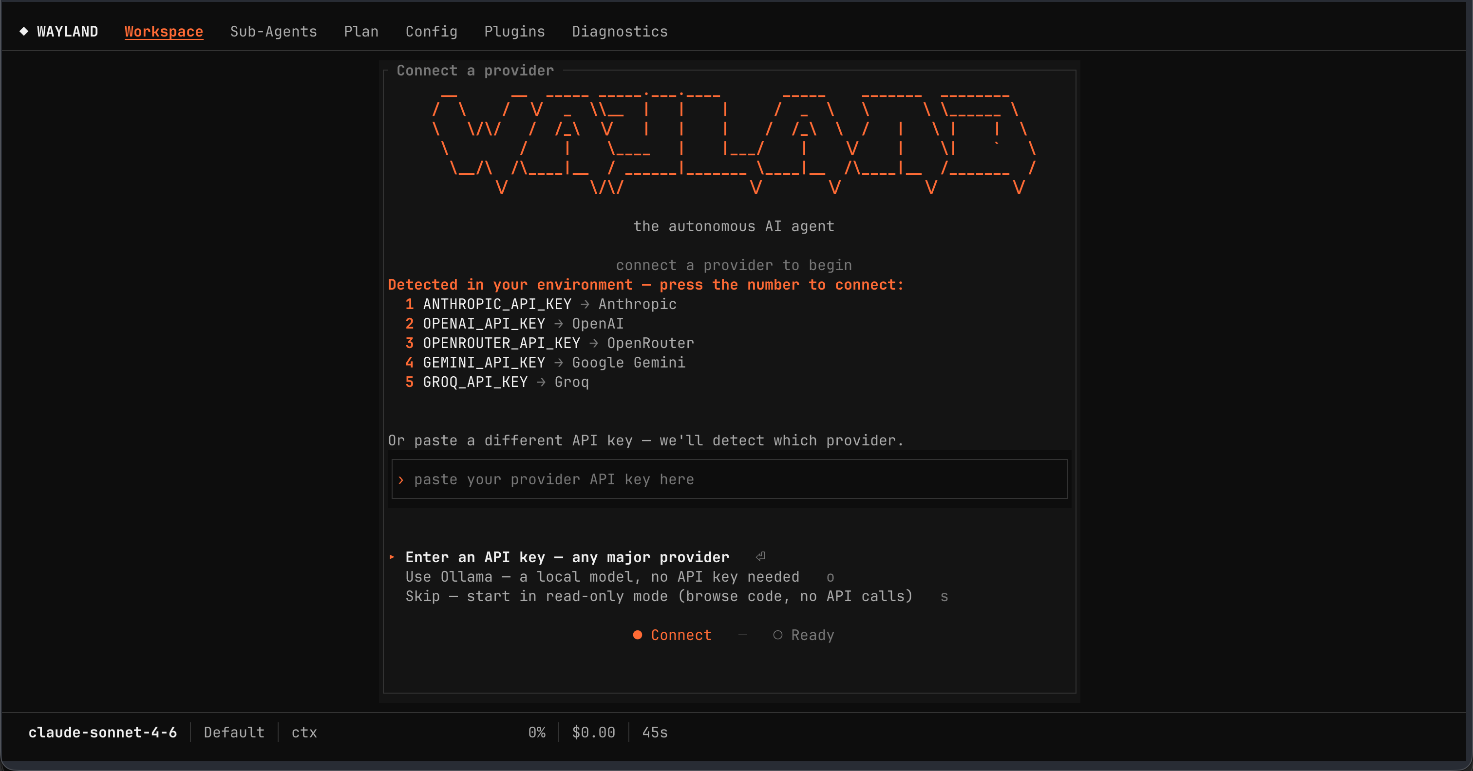 Wayland Core — connect a provider