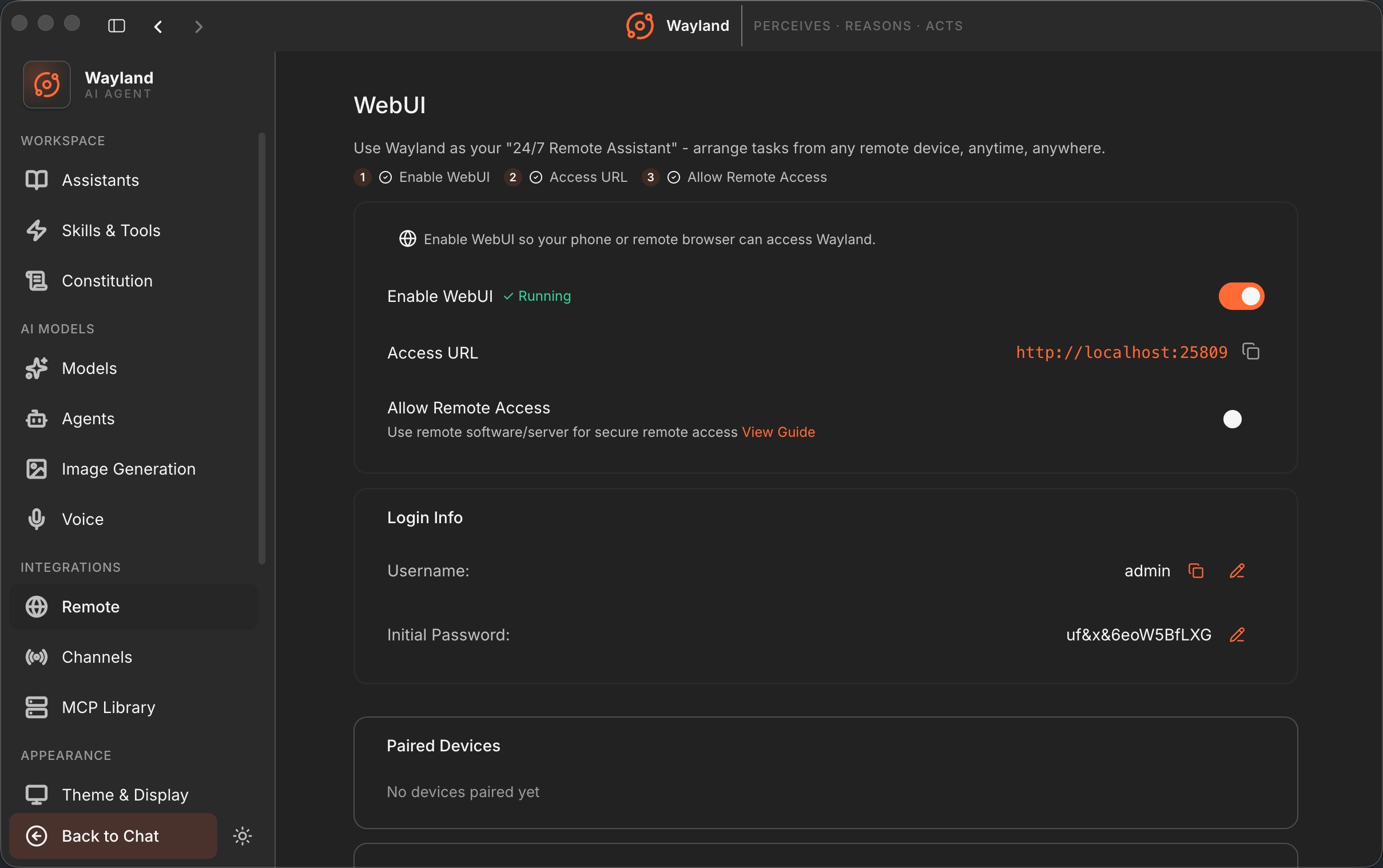 Wayland remote web UI controlled from a phone over the browser