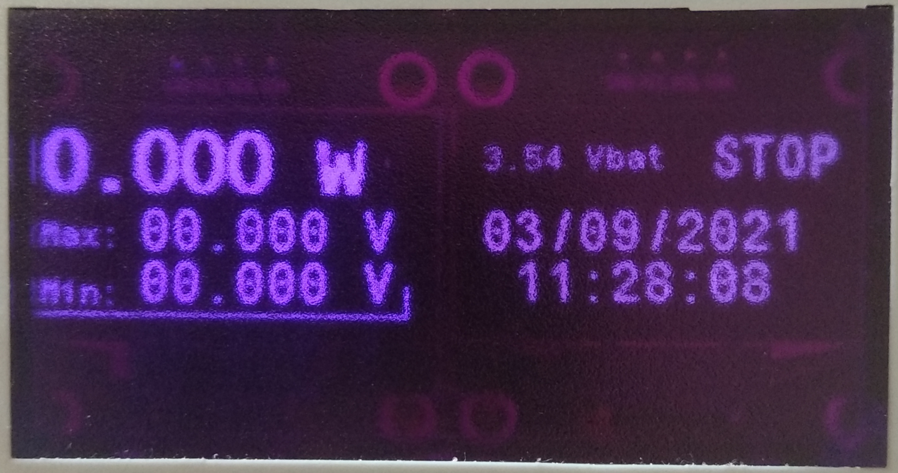 Left display selected, max/min volt