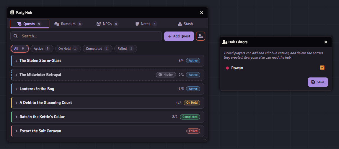 Choosing hub editors