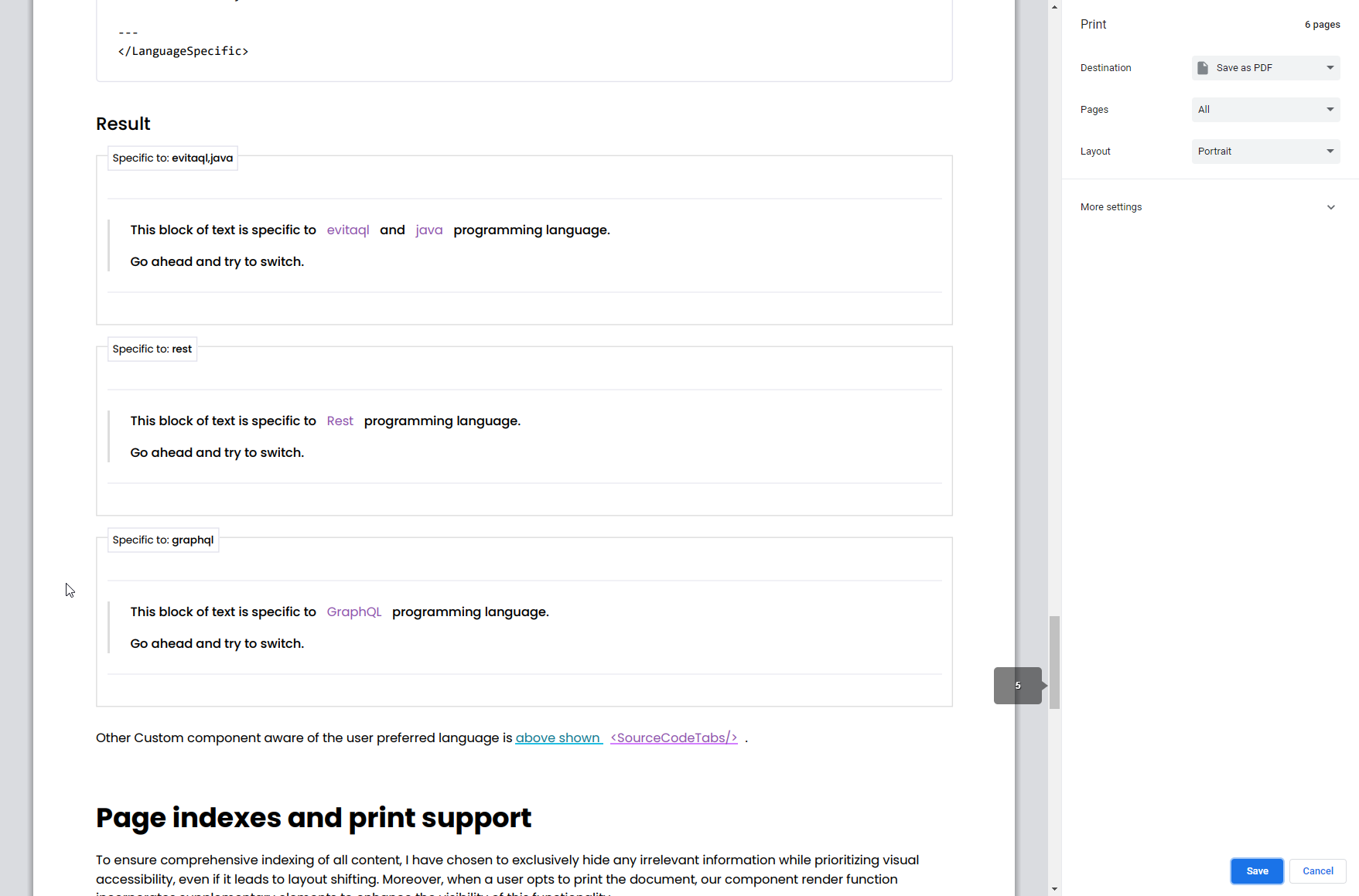 <LS /> component print example