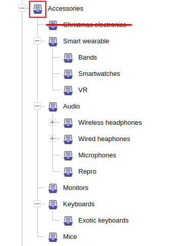 Accessories category listing with validity constraint