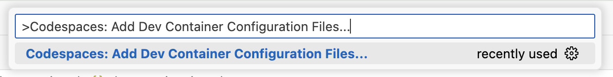 vs code configure dev container command