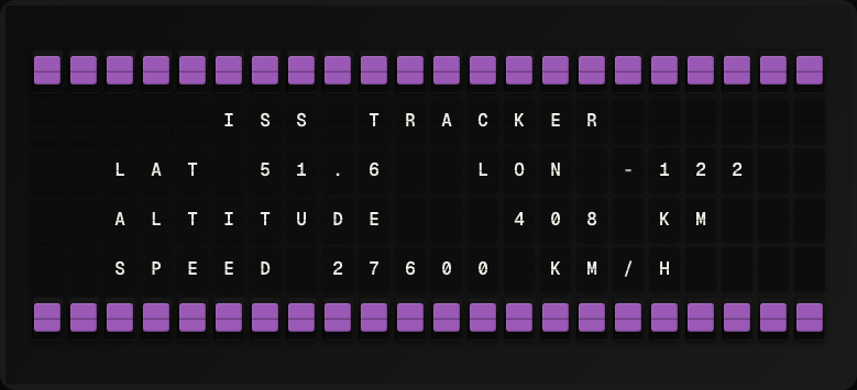 ISS Tracker displayed on a split-flap board
