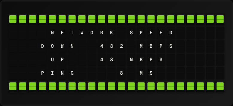 Network Speed displayed on a split-flap board