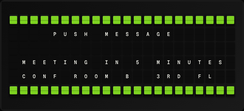 Webhook displayed on a split-flap board