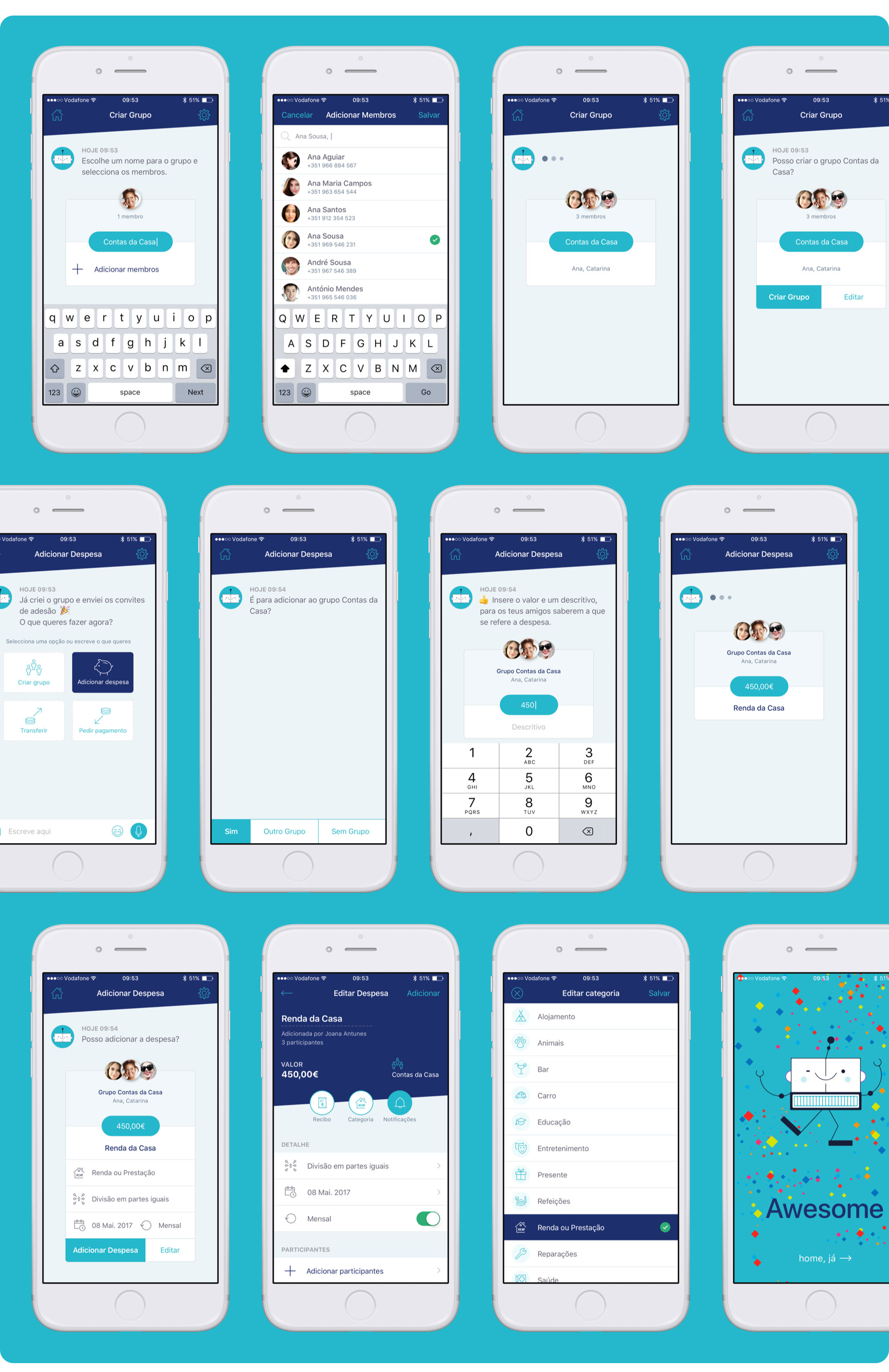 PayUp app screens in walkthrough mode