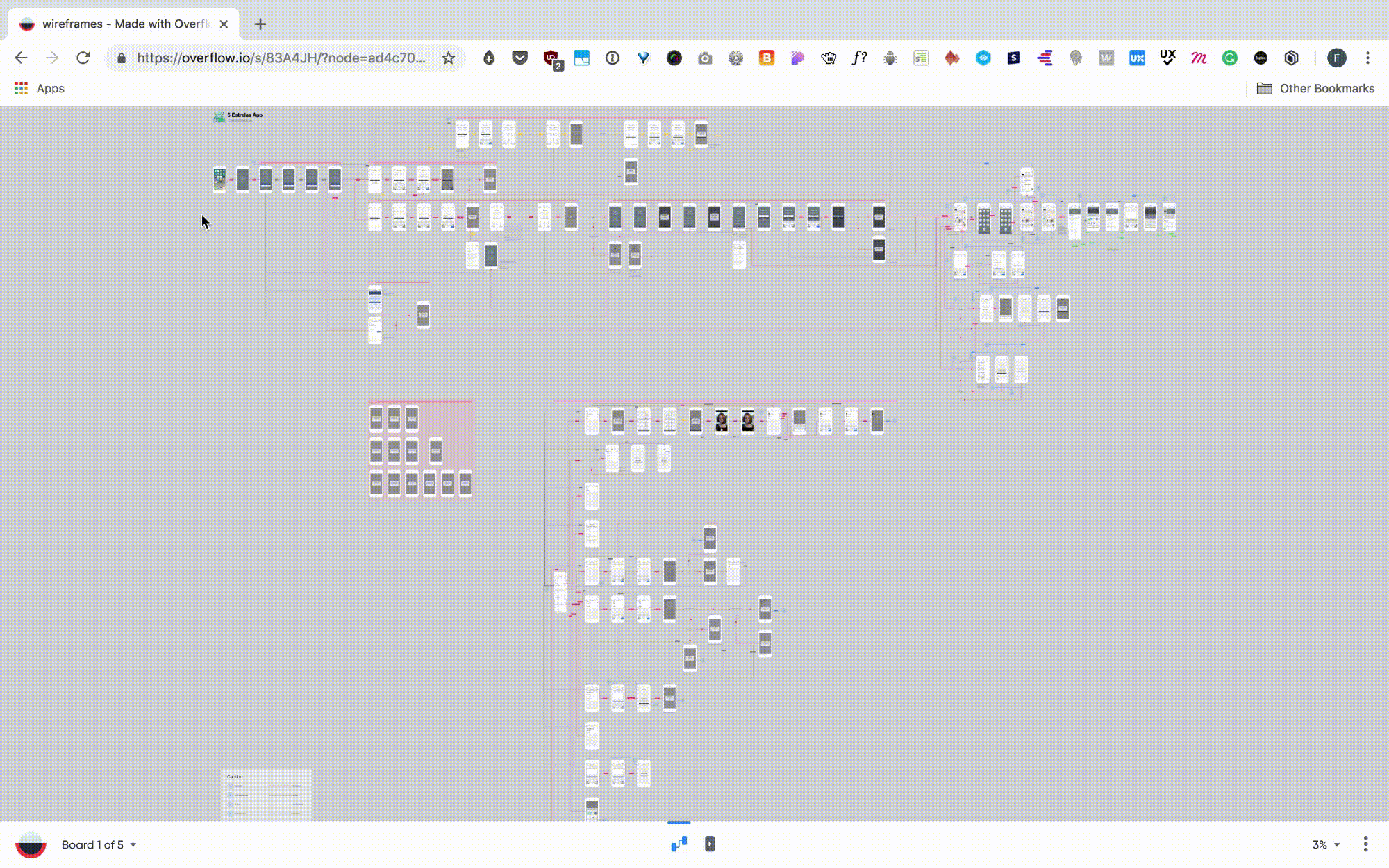 Animated gif showing part of the wireflows inside Overflow software