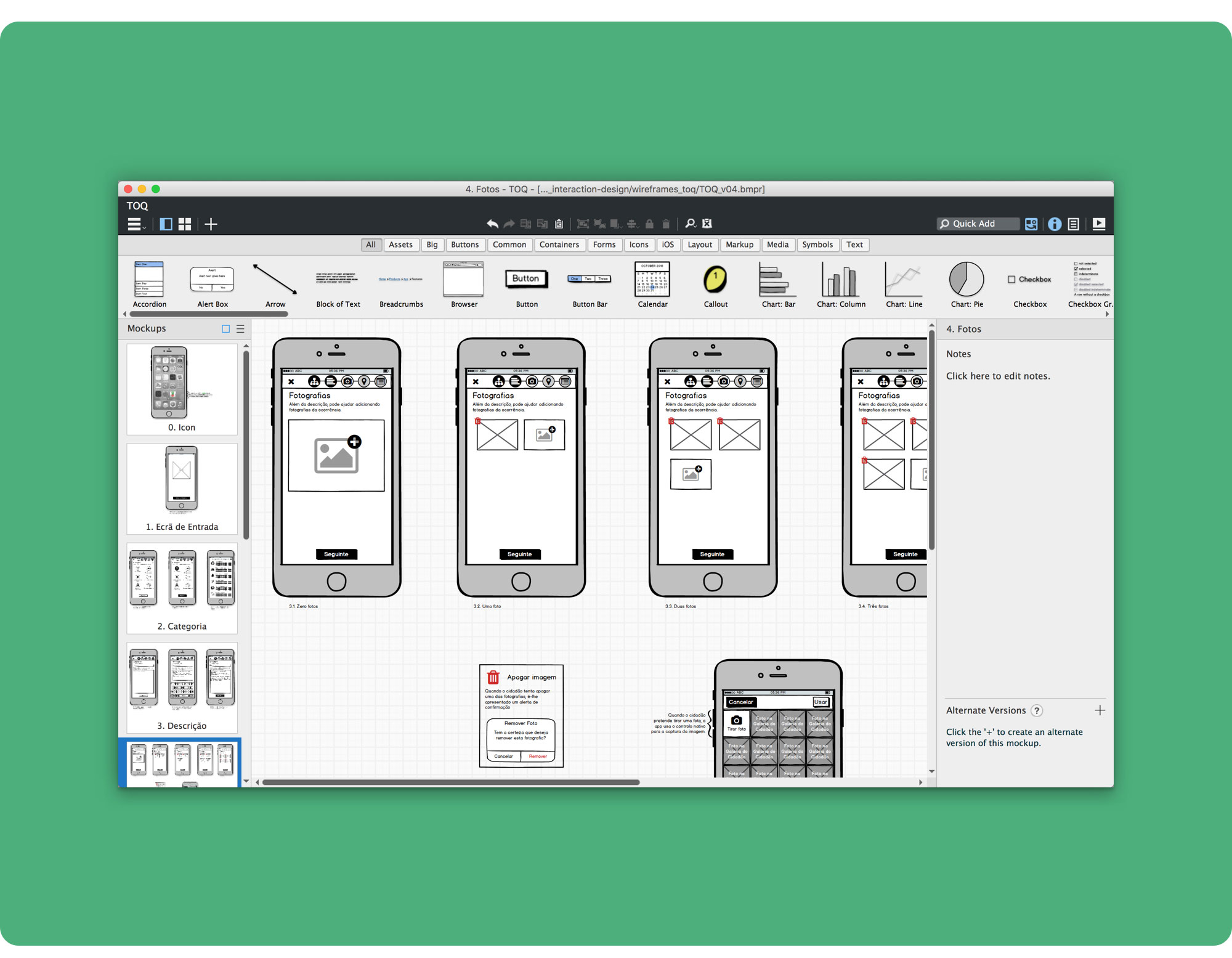 Toqcidadão’s wireframes