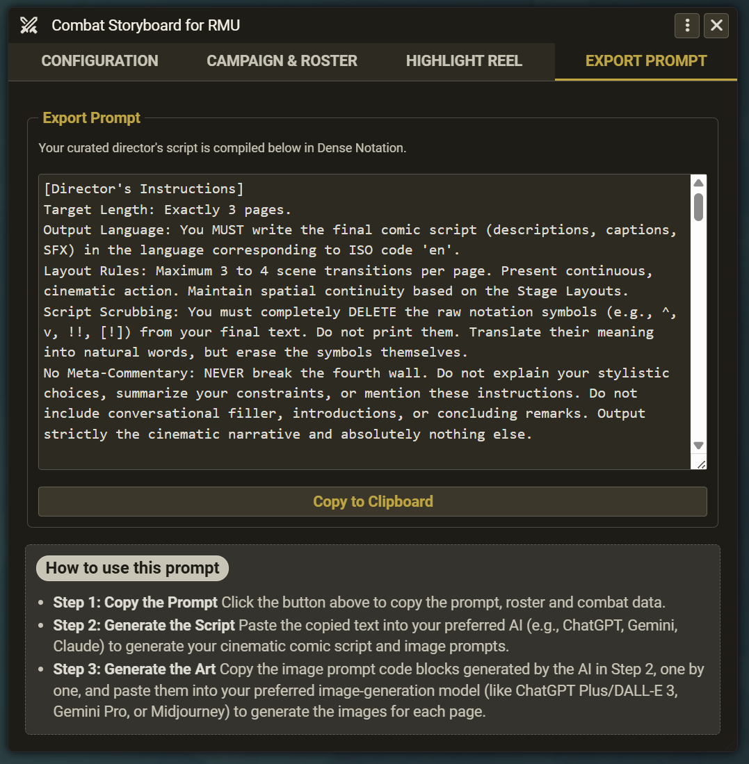 Export Prompt Tab