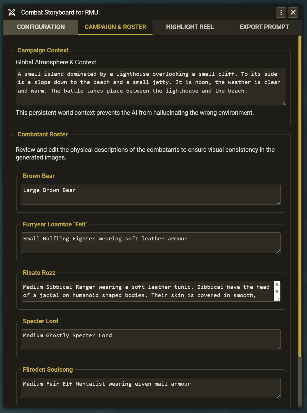 Cast & Roster Tab