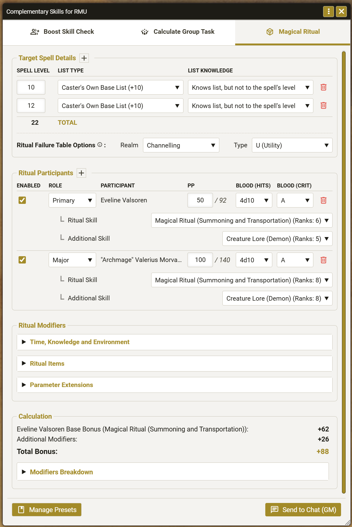 Magical Ritual Calculator