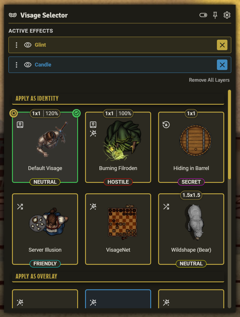Visage Selector HUD