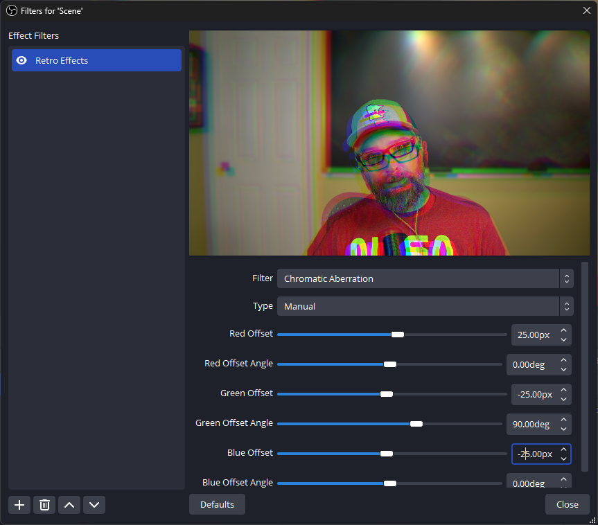 chromatic aberration filter preview