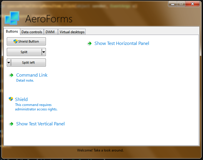 Screenshot of the AeroForms Showcase app