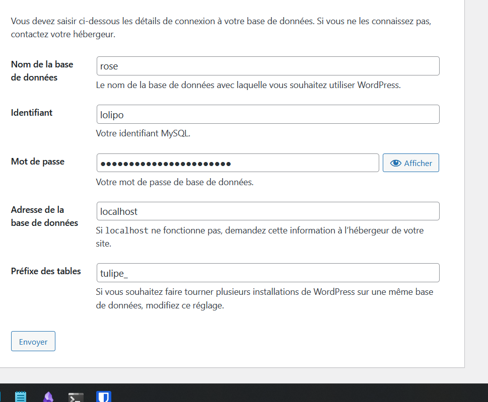 Installation étape 1