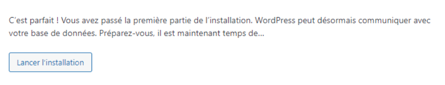 Installation étape 1