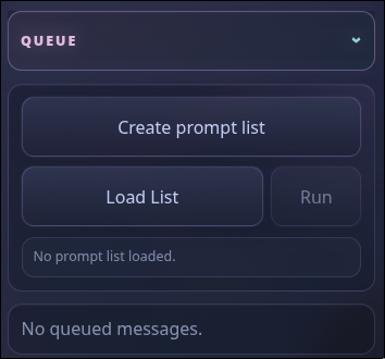 Pi Web UI queue panel with prompt-list controls and queued-message status