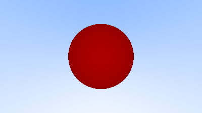 A slightly shaded, red sphere on top of a color gradient