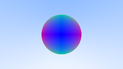 A blue sphere with green and purple edges