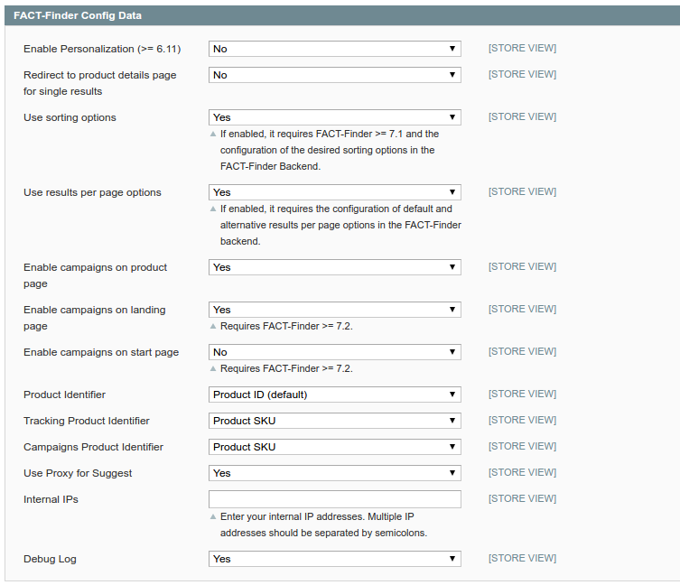 image:general magento fact-finder extension configuration
