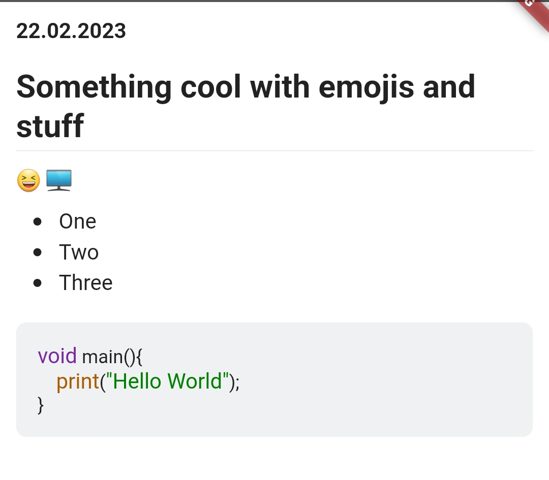 A text with emojis and code example