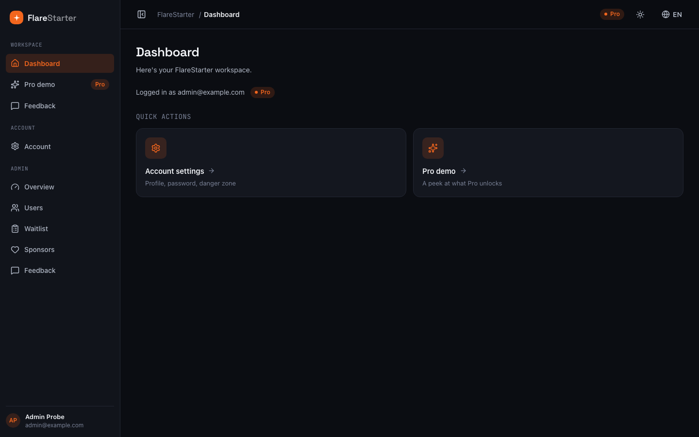 App dashboard
