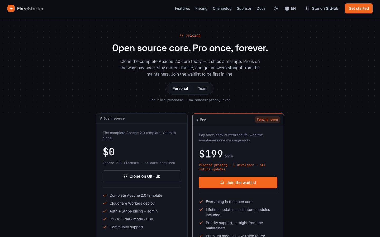 Pricing page