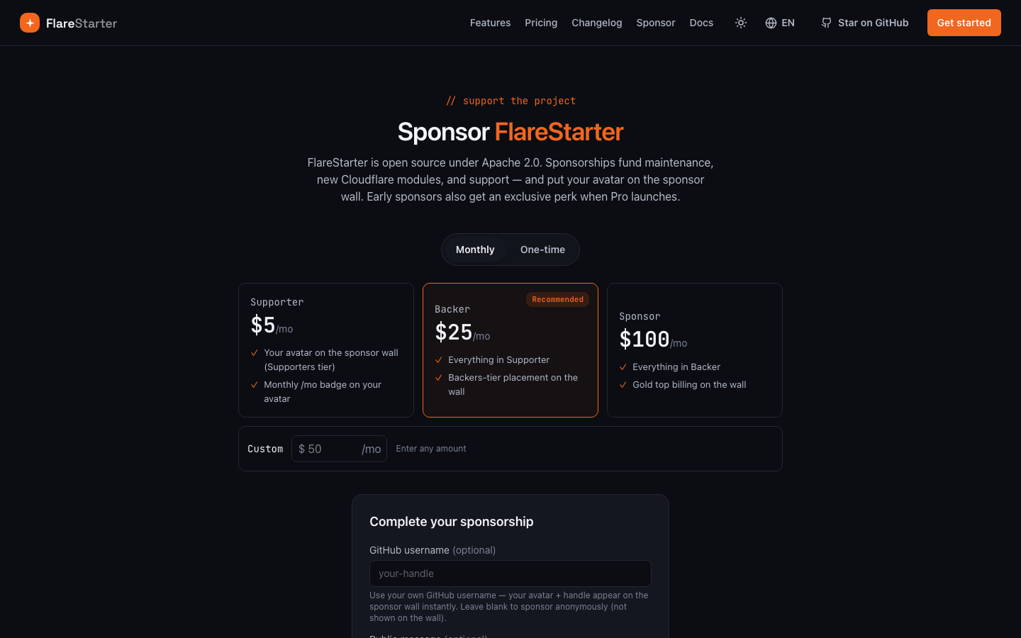 Sponsor page