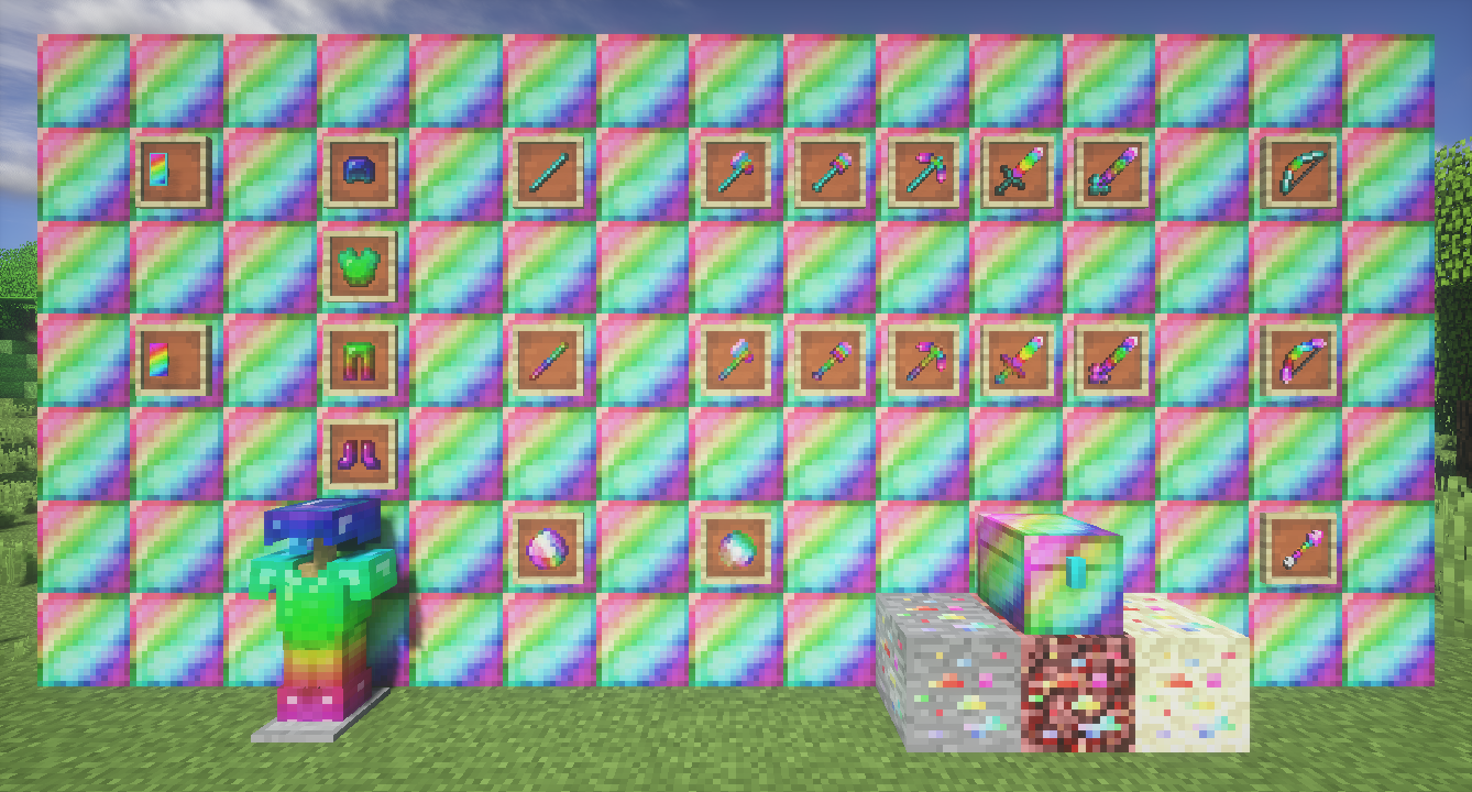 A showcase of all the items and blocks available in the Spectrite Mod