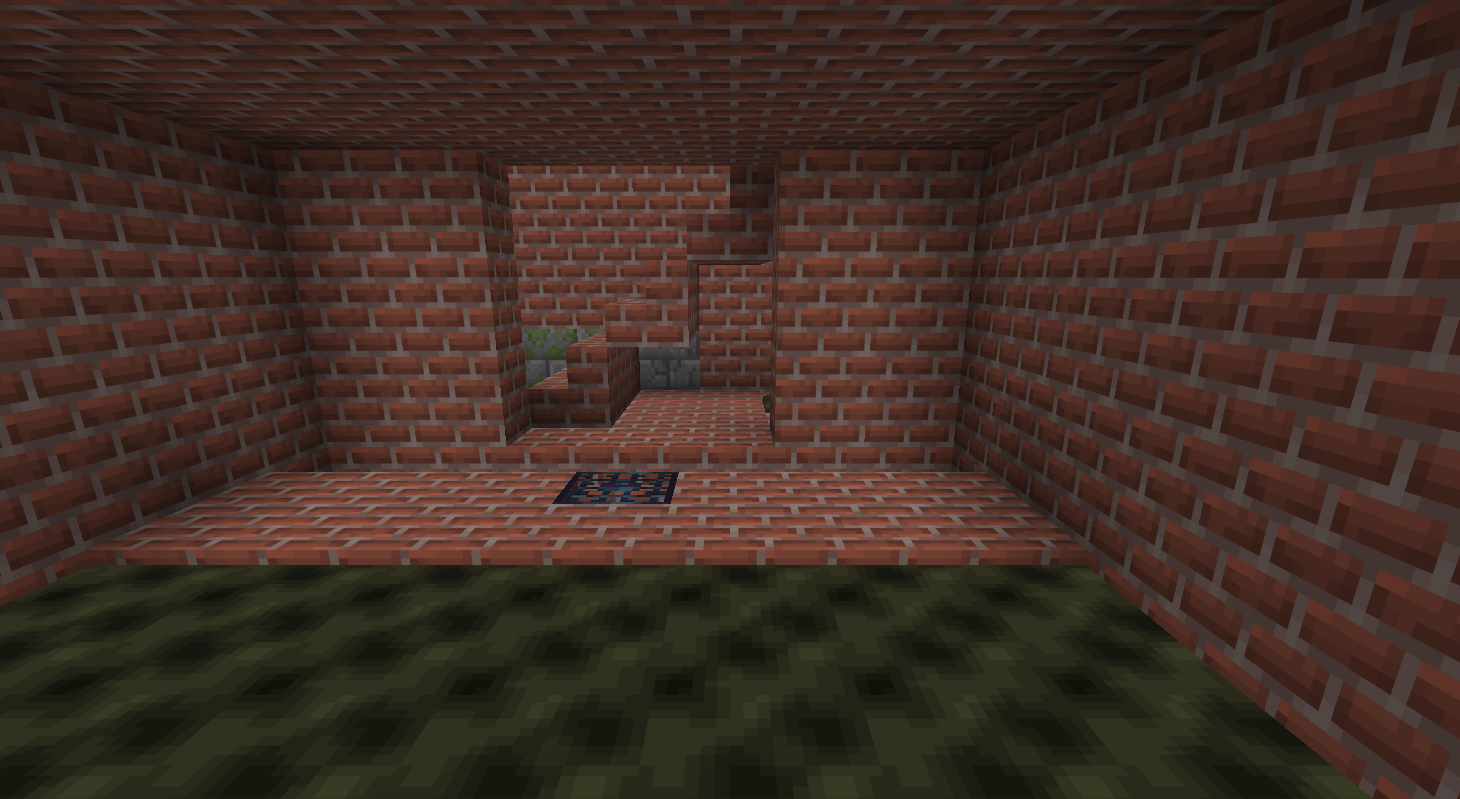 The sump: standing leachate, no lamp, and a drowned spawner on the walkway.