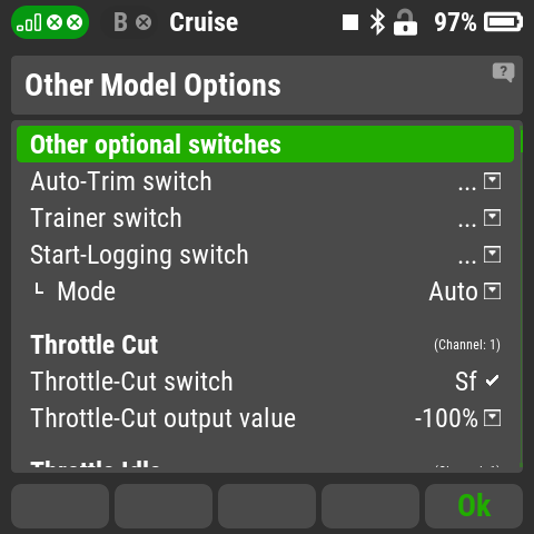 Throttle Cut on switch Sf with output value -100%, for most ECUs